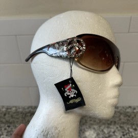 Ed Hardy  Vintage Y2K Brown Sunglasses Skulls  EHS 038 Glasses & Cloth New