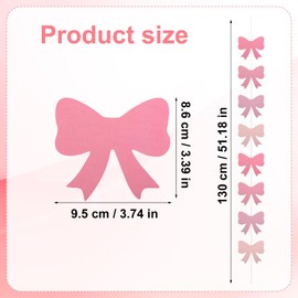 8pcs Pink Bow Hanging Banners, Pink Bow Party Decorations Coquette Birthday Decorations Bow Garland Bow Decor Bow Themed Party Decorations for Baby Shower Party Decoration