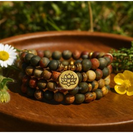 Unbranded Vintage Red Creek Jasper Stone Bracelet Necklace 108 Beads Mala Jewelry Gifts