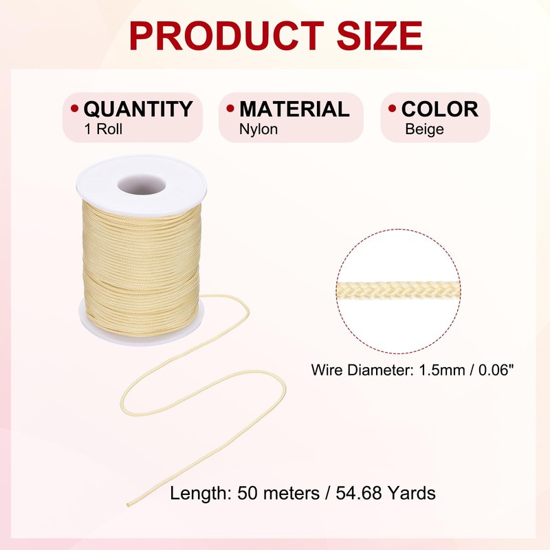 PATIKIL Nylon Cord 1.5mm x 55 Yards, Bracelet String Braided