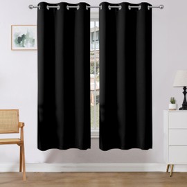 Joydeco Blackout Curtains 72 Inches Long 2 Panels Set, Thermal Insulated Long Curtains& Drapes 2 Burg, Room Darkening Drapes for Bedroom Living Room (Black, W37 x L72 Inch)