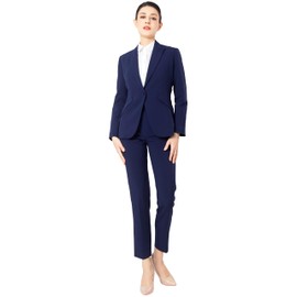 Marycrafts Women's Blazer Pant Suits Set Business Professional Workwear Suit 8 Navy Blue
