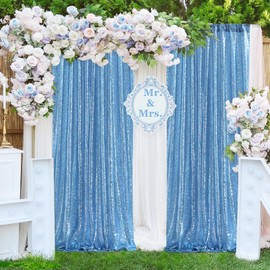 Baby Blue Sequin Backdrop Curtains 2 Pieces 2ftx8ft Glitter Baby Shower Party Backdrop for Photography Fabric Drapes Boy Gorgeous