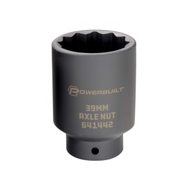 Powerbuilt 39mm Axle Nut Socket, 1/2 Inch Drive, Use with Impact Wrench, 12 Point Extra Deep, Remove Axle Shaft Nut - 641422