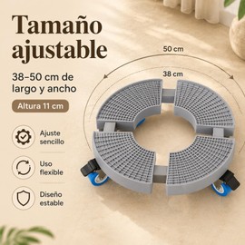 Base para Maceta con Ruedas Soporte para Plantas Rodante Ajustable 38-50 cm, Capacidad, Porta Macetas y Base Maceta para Interior y Exterior (Gris)