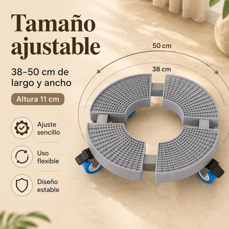 Base para Maceta con Ruedas Soporte para Plantas Rodante Ajustable