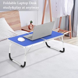 Lap Desk Bed Desk Folding Laptop Stand for Bed Portable Picnic Camping Table Foldable Laptop Bed Table Tray for Couch Floor Desk Writing Working Reading, Blue