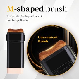 3 In 1-Luxury Anti-Wrinkle Foundation Stick SPF 50+ with Brush, Hydrating Non-Sticky Matte Foundation Stick, Travel Size Defense Face and Body Sunscreen Lotion, Medium Color, 1.42 Fl Oz