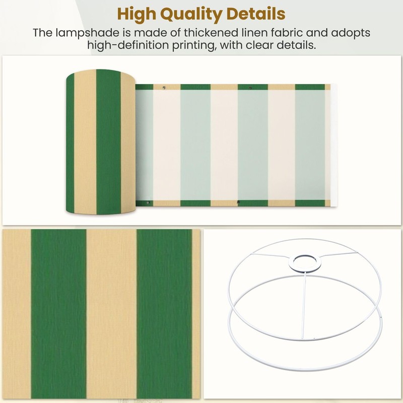Linen Drum Lamp Shades 1 Pack, 13''Wx10"H, Green Yellow Striped