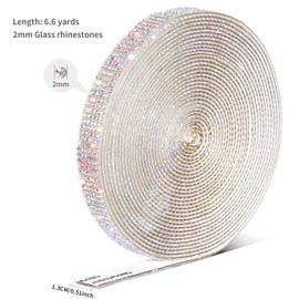 SNILOAW Self Adhesive Rhinestone Strips,Crystal Rhinestone Diamond Ribbon Tape with 2mm Rhinestones Glittering for DIY Event Phone,Car,Wedding Decor (Colorful, Width 0.51inch X 6.6 Yards)