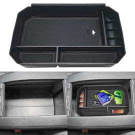 Agulier ABS Center Console Organizer Compatible with Toyota Highlander 2020-2024 Accessories Embedded Storage Armrest Box Fit for Highlander Hybrid 2020-2024 (Black