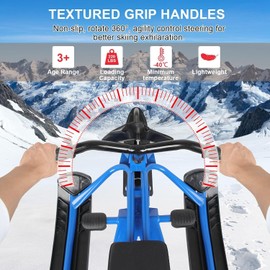 Snow Sled for Kids with Steering Wheel and Brakes, Heavy Duty Sleds for Snow, Downhill Steerable Ski Sled Snowboard Winter Sport Racer Sled Board for Teens(Classic)