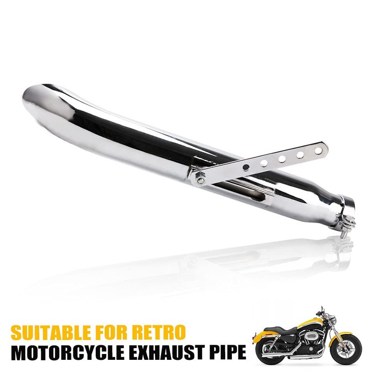 Tesmirror Universal Motorcycle Stainless Steel Slash Cut Exhaust Tip Exhaust
