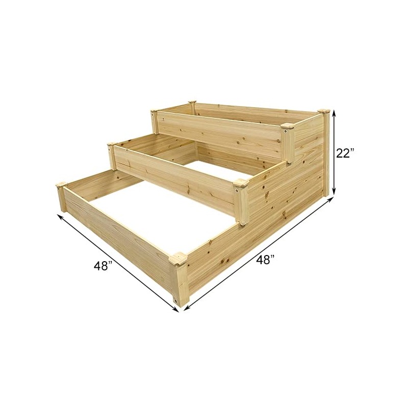 Panacea 82203 Cedar Three-Tiered Stair Step Garden Bed, 4'L x