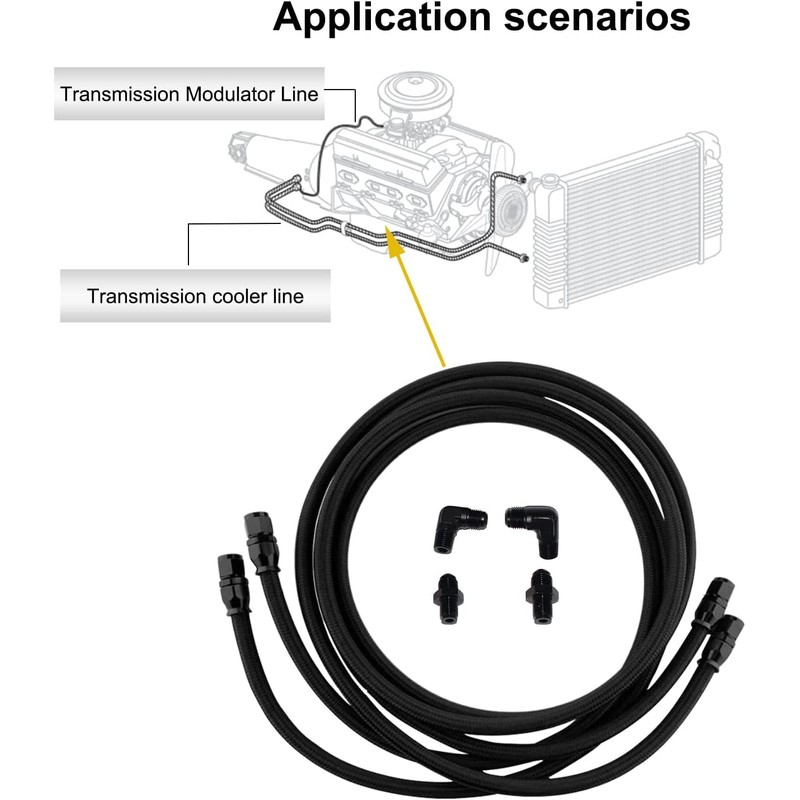 6AN Transmission Cooling Line Hose Compatible with 4L60 700R4 TH350
