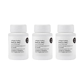 Nails Inc Nails.INC Nail Polish Remover Pot Trio, Formulated with Collagen to Promote Nail Strength and Growth, Coconut Scented, Acetone Free, Cruelty Free, Vegan