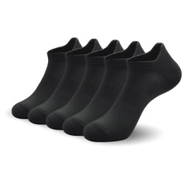 Women Ultra Thin Socks Bamboo Low Cut No Show Ventilating Low Ankle Arch Support Mesh Socks 5 Pairs (Black, Small)