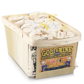 Old Fashioned Bubble Gum Candy: Fruit Flavor Chewing Gum in Individual Drawstring Bags by Espeez - Vintage Bulk Candy Packs for Parties and Special Events - Gold Mine Nugget Gum - 12 Giant Bags