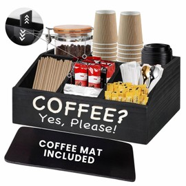 Barista Emperor Barista Emperor Coffee Bar Organizer for Countertop and Coffee Mat Included - Tea and Coffee Organizer Station with Removable Drawers - Coffee Station Organizer for Countertop - Office Coffee Station