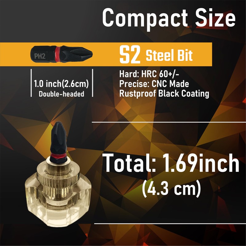 Steinwhale Short Stubby Mini Screwdriver (Torx+Phillips+Flathead+Hex)