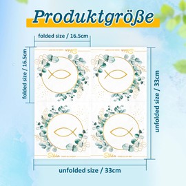 AFYHH Pack of 40 Napkins Wedding Birthday Fish Napkins Christening Decoration Green Eucalyptus Schön Dass Du Da Bist 3-Layer Napkins Sage Green Confirmation Communion Napkins Table Decoration White 33