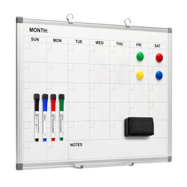 Comix Magnetic Dry Erase Calendar Whiteboard, 24 x 18 Inches Monthly Calendar Dry Erase Board for Wall, Aluminum Frame Planner White Board with Dry Erase Markers, Dry Erase Eraser, Magnets