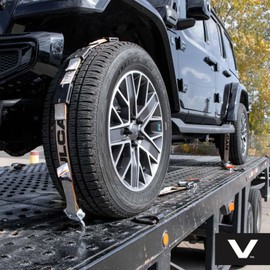 VULCAN Autohauler Car Tie Down - Rolling Idler 3-Cleat - 120 Inch - 4 Pack - Silver Series - 3,300 Pound Safe Working Load