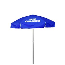 Kemp USA Heavy Duty Vinyl Lifeguard Umbrella - Great for Patio, Beach & Pool Umbrella with 45° Tilt Mechanism - Portable for Lifeguard Chair - with LIFE GUARD Logo (Royal Blue)