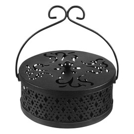 Matt Black Mosquito Spiral Holder, Metallic Mosquito Coil Holder, Mosquito Coil Holder, Smoking Spirals Holder, Mosquito Spiral Container with Handle Lid for Indoor Outdoor Camping