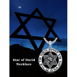 POTOPYY Star of David Necklace Father's Day Gifts for Dad Husband 925 Sterling Silver Eye of Horus Necklaces Jewish Star Necklace Egyptian Pendant Jewerly, Gifts for Men Son Father Women Christmas Anniversary Birthday, 20+2 Inch