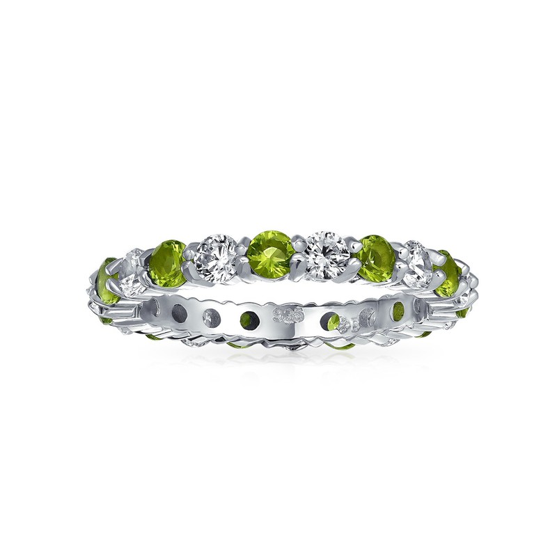 Bling Jewelry Silver Simulated Peridot CZ Eternity Ring