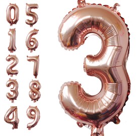 40 Inch Rose Gold Jumbo 3 Number Balloons Huge Giant Balloons Foil Mylar Number Balloons for Birthday Party,Wedding, Bridal Shower Engagement Photo Shoot, Anniversary (Rose Gold,Number 3)