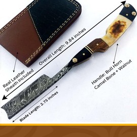 Damascus Steel Straight edge Razor Barber Salon Shaving wet shave real leather sheath for men SM151