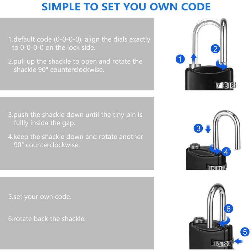 DAYGOS Combination Padlock, 4 Digit Small Lock for School Gym