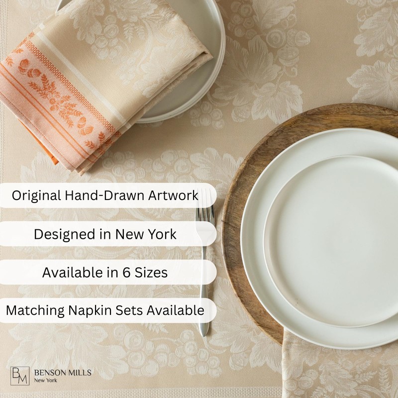 Benson Mills Harvest Gathering Heavyweight Engineered Jacquard Fabric Table Cloth,