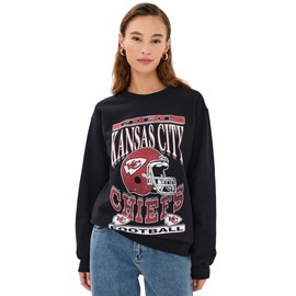 Junk Food Women's Chiefs Helmet Crew Sweatshirt, Black, S