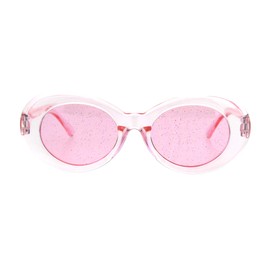 70's Fashion Sunglasses Womens Vintage Oval Frame Glitter Lens Pink, Pink
