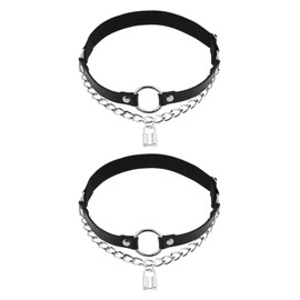 alisikee O-ring Leg Garter with Key Chains, Elastic Punk Thigh Garters for Women, Black, 1 Pair