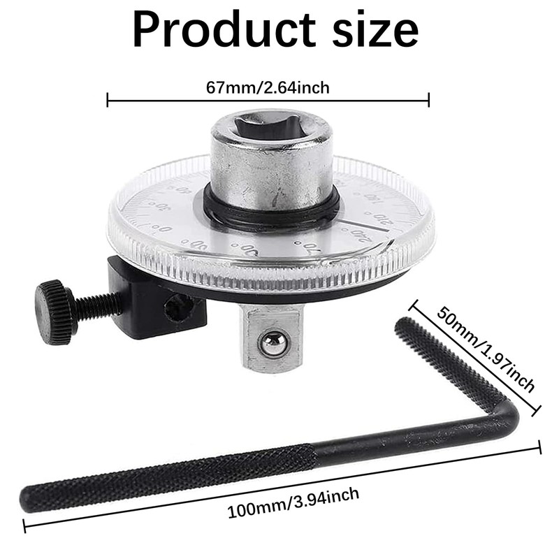 Xrten 1/2" Torque Angle Meter,360 Degree Angle Tool Stainless Steel