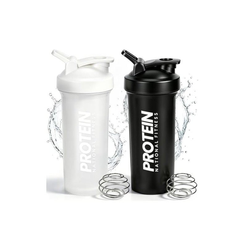 2 Piezas Botella para Proteina de Coctelera, 600ml Vaso para