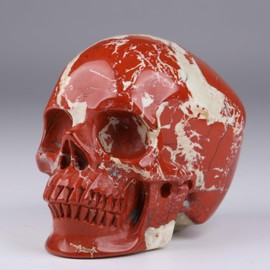 MR.SKULL 2.0" Natural Red Jasper Crystal Skull Statue, Hand Carved Gemstone Fine Art Sculpture, Reiki Healing Stone Skull,Home Decoration Statue Stocking Stuffer