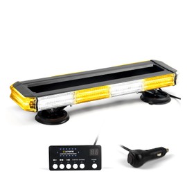 Xprite LED 150 Rooftop Emergency Strobe Light Bar w/Control Panel Magnetic Base Warning Flashing Beacon Caution Traffic Lightbar for Construction Vehicles Trucks Postal Mail Snowplow - White Amber
