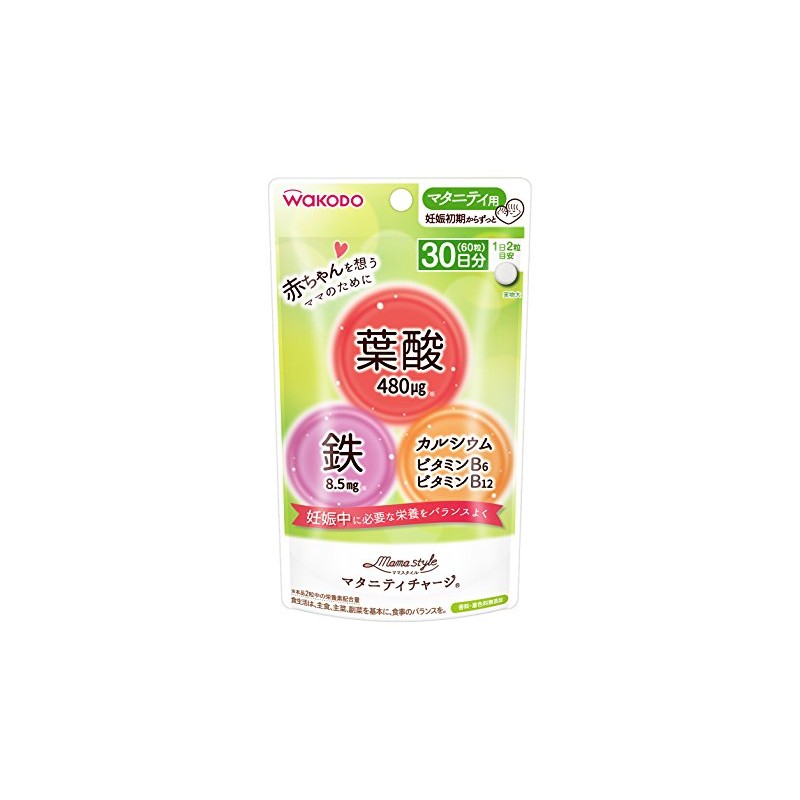Wakodo Mom-Style Maternity Charge, For Pregnancy, 60 Tablets (30 Day