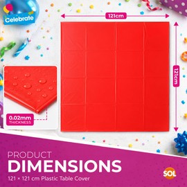 SOL 6pk Red Table Cloth - Disposable Waterproof Plastic Party Table Cover