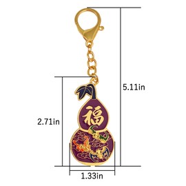 Feng Shui Five Blessing Wu Lou Keychain Luck Wealth Key Chain, Hu Lu (Fu), 1