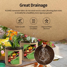 Smirdx 6 Pcs 5 Gallon Grow Bags for Vegetable, Brown Heavy Duty Thickened Nonwoven Fabric Pots with Handles, Durable Breathe Plant Container for Potato, Carrot, Onion, Flower, Indoor and Garden