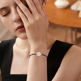 UNIFT Snowflake Bracelet For Women Stainless Steel Hollow Out Elegant Winter Snowflake Double Rope Bracelet Christmas Jewelry Gifts (silver, Stainless Steel)