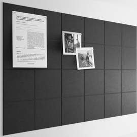 Bumusty Large Cork Board Alternative-36 x24 Felt Bulletin Board Tiles, with 30 Pushpins, 40 Adhesive Tabs, 6-Pack Slat Wall Paneling, Cork Boards for Office Push Pin Board Felt Board-Black