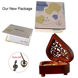 Pursuestar Over The Rainbow Music Box, Heart Shaped Vintage Hollow Out Wood Mechanism Wind Up Musical Box Gifts for Birthday Christmas Wedding Valentine's Day