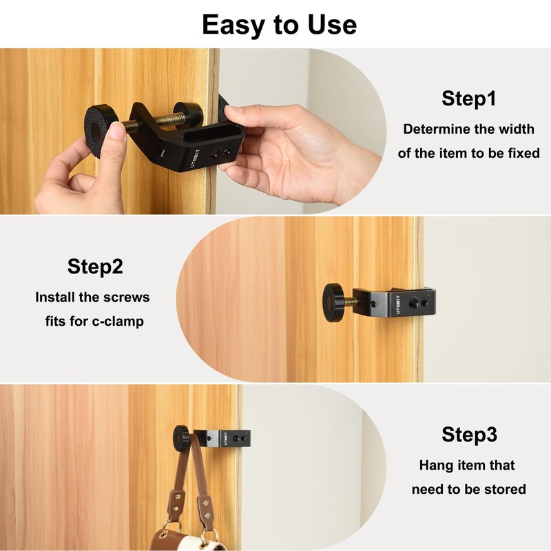 UTEBIT Universal C-Clamp for Desktop Mount Holder, 3.7"-5.7" C-Clamp Aluminum